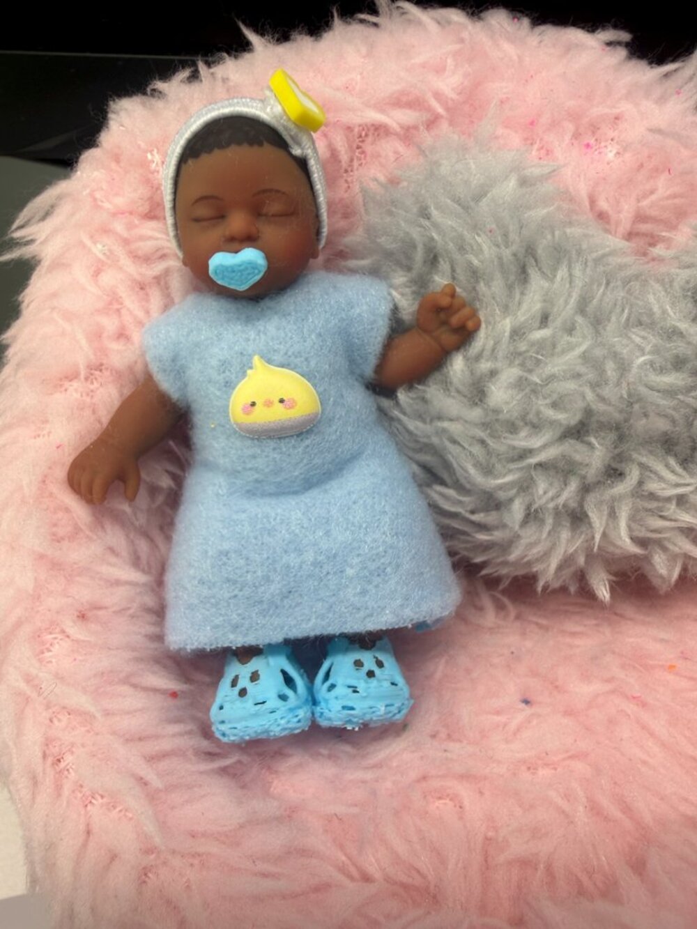 Plush Nightgown + Headband | 2.5 Inch Baby Doll Clothes |Soft Fuzzy Pajama Dress